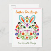 🐰 Happy Oaster (Wycinanki) anpassbar Postkarte (Vorne/Hinten)