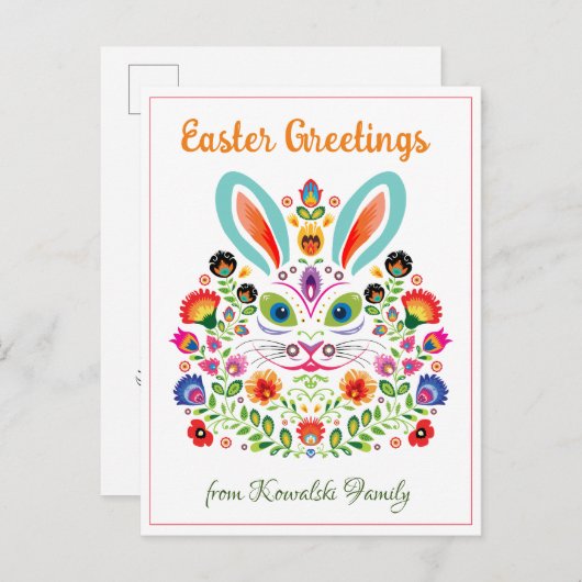 🐰 Happy Oaster (Wycinanki) anpassbar Postkarte (Vorne/Hinten)