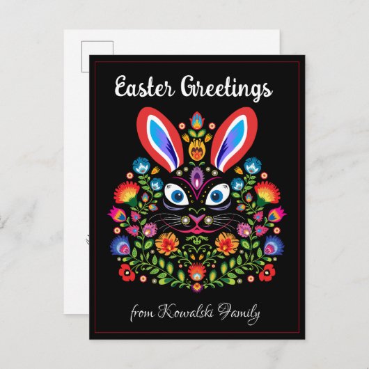 🐰 Happy Oaster (Wycinanki) anpassbar Postkarte (Vorne/Hinten)