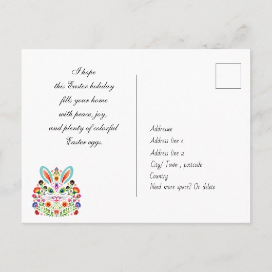 🐰 Happy Oaster (Wycinanki) anpassbar Postkarte (Rückseite)