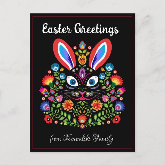 🐰 Happy Oaster (Wycinanki) anpassbar Postkarte (Vorderseite)