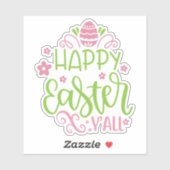Happy Oaster Y'all Pink und Green Vinyl Sticker (Blatt)