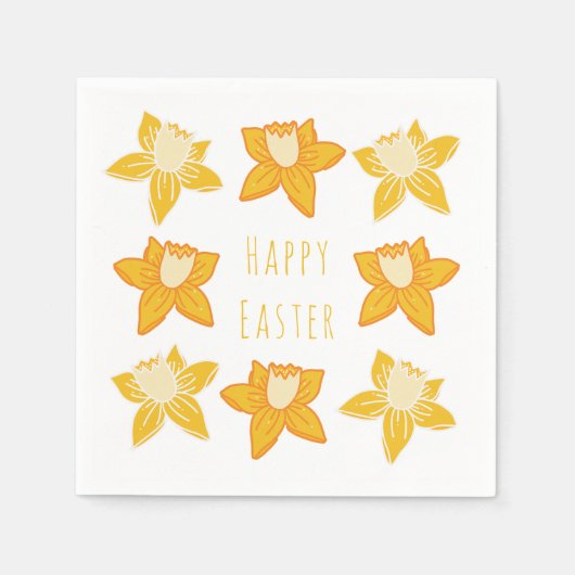 Happy Oaster Yellow Daffodil Serviette (Vorderseite)