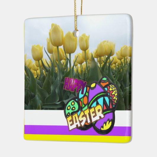 Happy Oaster Yellow Tulips Design Keramikornament (Links)