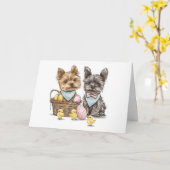Happy Oaster Yorkshire Terrier Dogs Karte (Gelbe Blume)