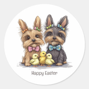 Happy Oaster Yorkshire Terrier Dogs Runder Aufkleber