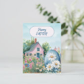 Happy Oaster Zuhause Giant Easter Egg Daisis Postkarte (Stehend Vorderseite)