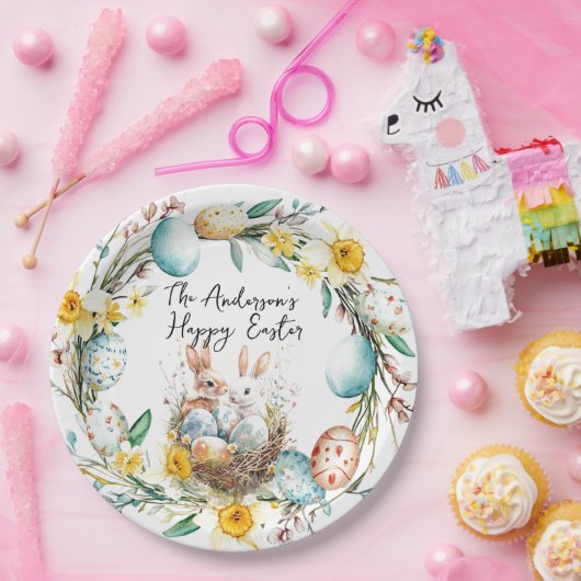 Happy Oaster zwei Banns und blumengeschmückte Oste Pappteller (Party)