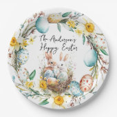 Happy Oaster zwei Banns und blumengeschmückte Oste Pappteller (Vorderseite)