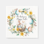 Happy Oaster zwei Banns und blumengeschmückte Oste Serviette (Vorderseite)