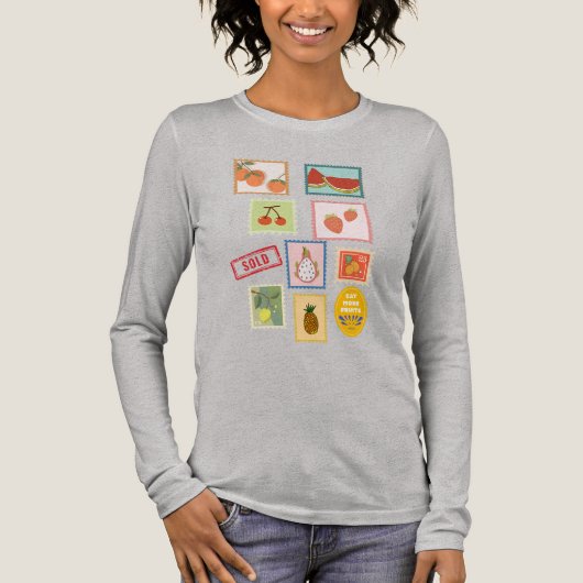 Happy Obst Briefmarke interessant Tri-Blend Shirt (Vorderseite)