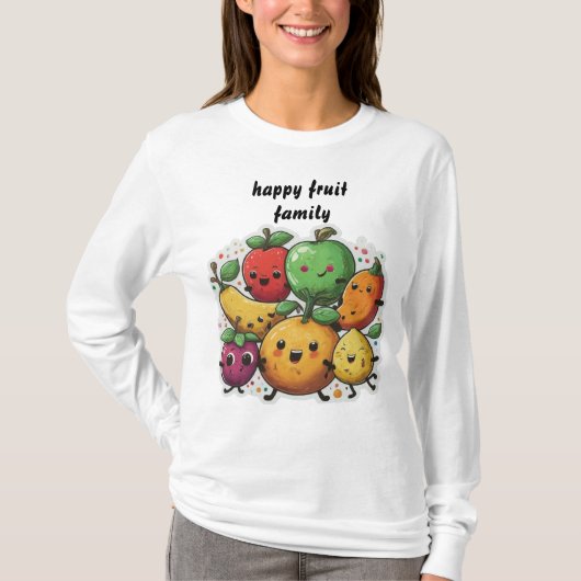 Happy Obstfamilie tanzt weiß T-Shirt (Vorderseite)