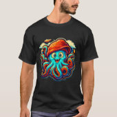 Happy Ocean Octopus Tee – Cartoon Squid with Orang (Vorderseite)
