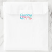 Happy Ocean Pastel Glossy Text Quadratischer Aufkleber (Tasche)