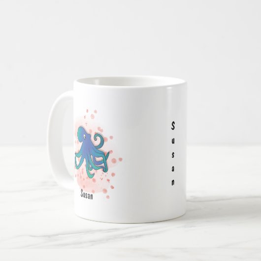 Happy Octopus Aquarell Kaffeetasse (Vorderseite Links)