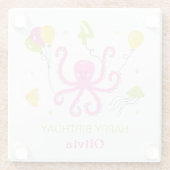 Happy Octopus Geburtstag Glasuntersetzer (Rückseite)