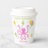 Happy Octopus Geburtstag Pappbecher (Vorderseite)