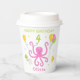 Happy Octopus Geburtstag Pappbecher
