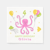 Happy Octopus Geburtstag Serviette (Vorderseite)