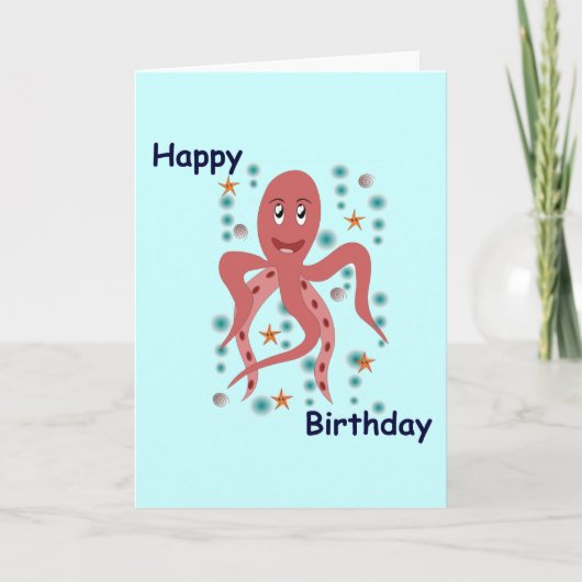 Happy Octopus Happy Birthday Karte (Vorderseite)