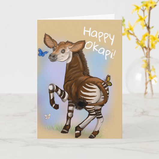 Happy Okapi! Karte (Gelbe Blume)