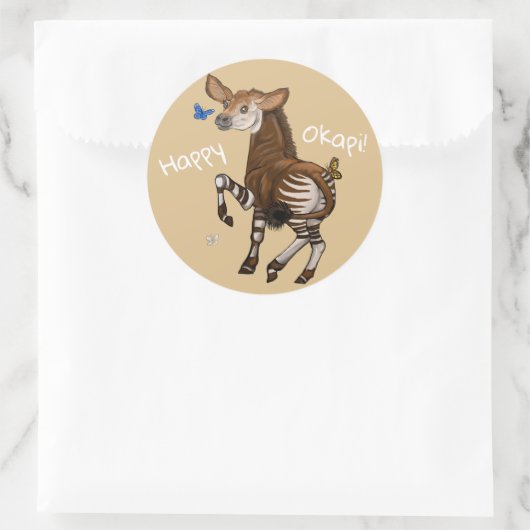 Happy Okapi! Runder Aufkleber (Tasche)