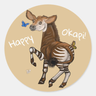 Happy Okapi! Runder Aufkleber