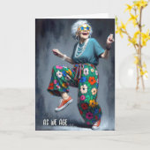 Happy Old Lady Dancing Karte (Gelbe Blume)