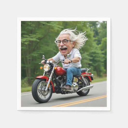Happy Old Man on a Motorrad Serviette (Vorderseite)