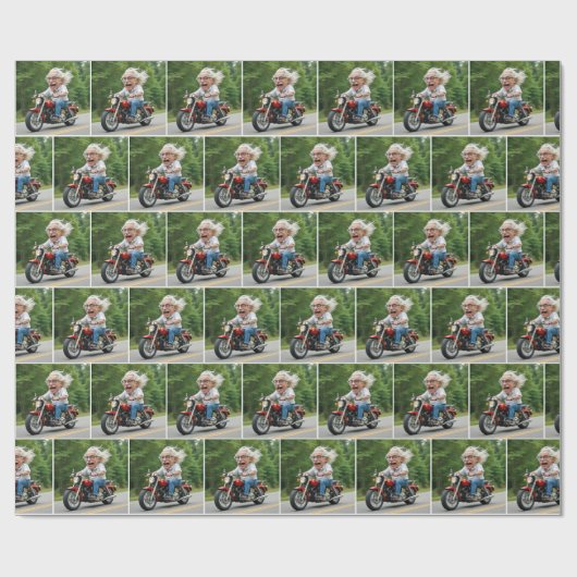 Happy Old Man Ride auf einem Motorrad Geschenkpapier (Flach)