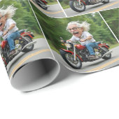 Happy Old Man Ride auf einem Motorrad Geschenkpapier (Rolleneckpunkt)