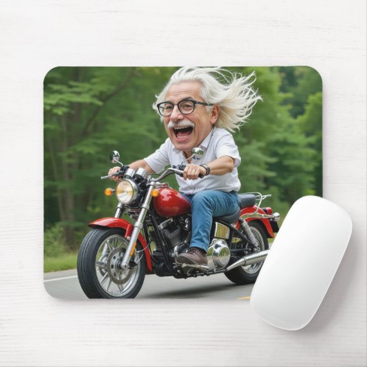 Happy Old Man Ride auf einem Motorrad Mousepad (Mit Mouse)