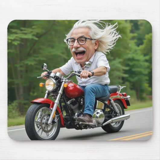 Happy Old Man Ride auf einem Motorrad Mousepad (Vorne)