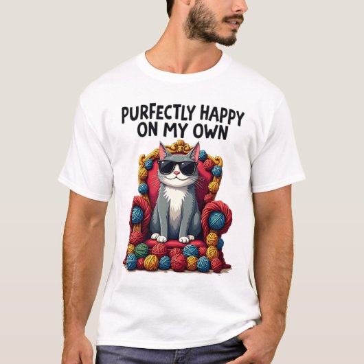Happy on My Own - Confident Cat T-Shirt (Vorderseite)