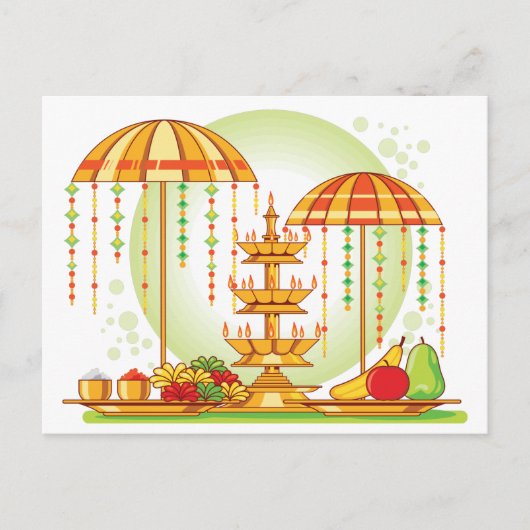 Happy Onam Umbrellas Einladungspostkarte (Vorderseite)