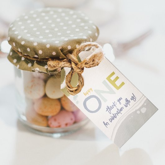 Happy One First Birthday boy Gift Tag Geschenkanhänger