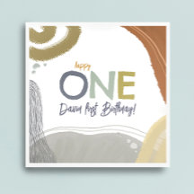 Happy One First Birthday Boy Paper Napkin