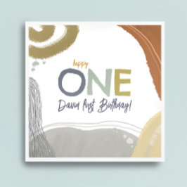 Happy One First Birthday Boy Paper Napkin Serviette