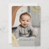 Happy One First Birthday Photo boy Invitation Einladung (Rückseite)