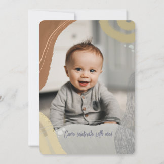 Happy One First Birthday Photo boy Invitation Einladung