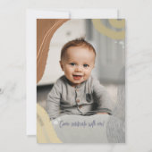 Happy One First Birthday Photo boy Invitation Einladung (Rückseite)