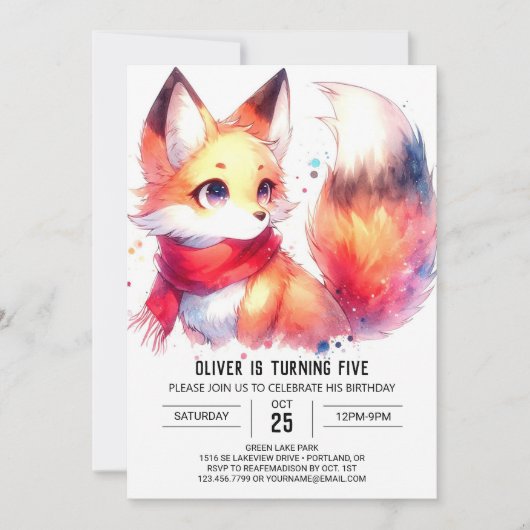 Happy Online Fox Geburtstag Einladung (Vorderseite)