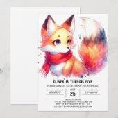 Happy Online Fox Geburtstag Einladung (Vorne/Hinten)