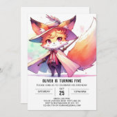 Happy Online Fox Geburtstag Einladung (Vorne/Hinten)