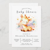Happy Online Giraffe Baby Shower Einladung (Vorne/Hinten)