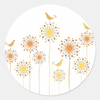 Happy Orange BIrds Custom Round Sticker