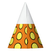 Happy Orange Bright Yellow Black Circus Circles Partyhütchen (Rückseite)