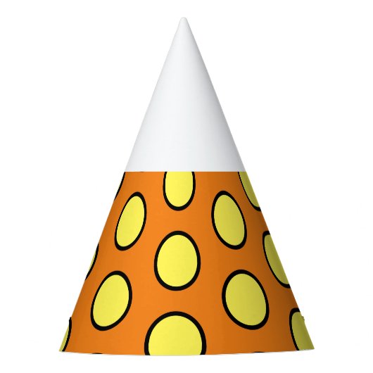 Happy Orange Bright Yellow Black Circus Circles Partyhütchen (Vorderseite)