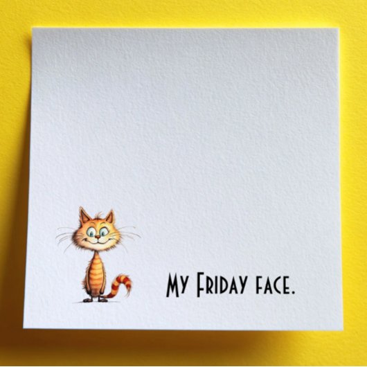 Happy Orange Cartoon Cat My Friday Face Post-it Klebezettel