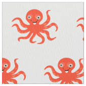 Happy Orange Cartoon Octopus Stoff (Nahaufnahme)